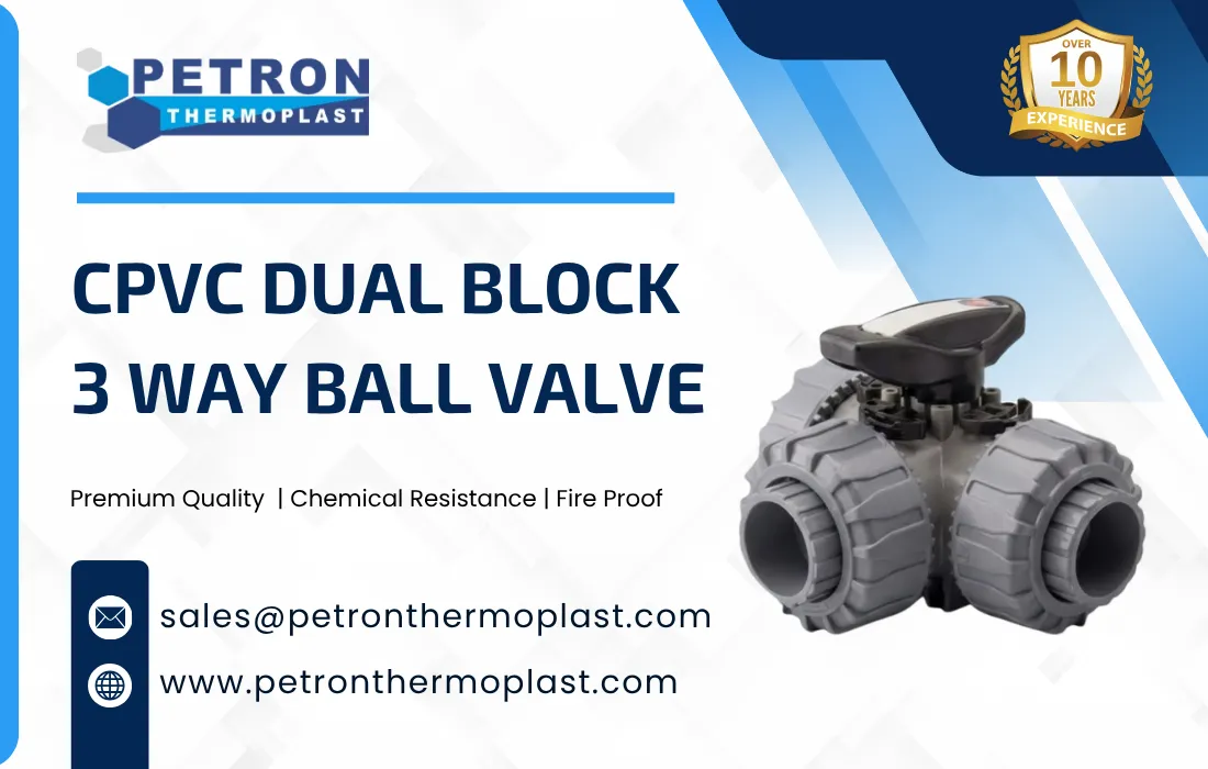 CPVC Dual Block 3 Way Ball Valve Graphics
