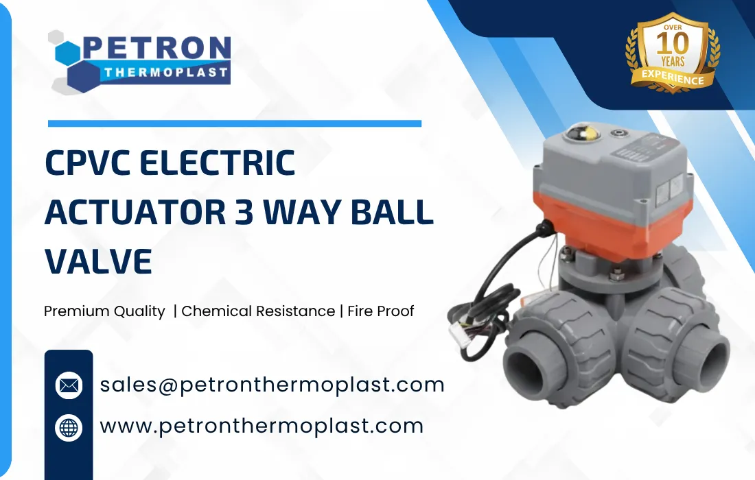 CPVC Electric Actuator 3 Way Ball Valve Graphics