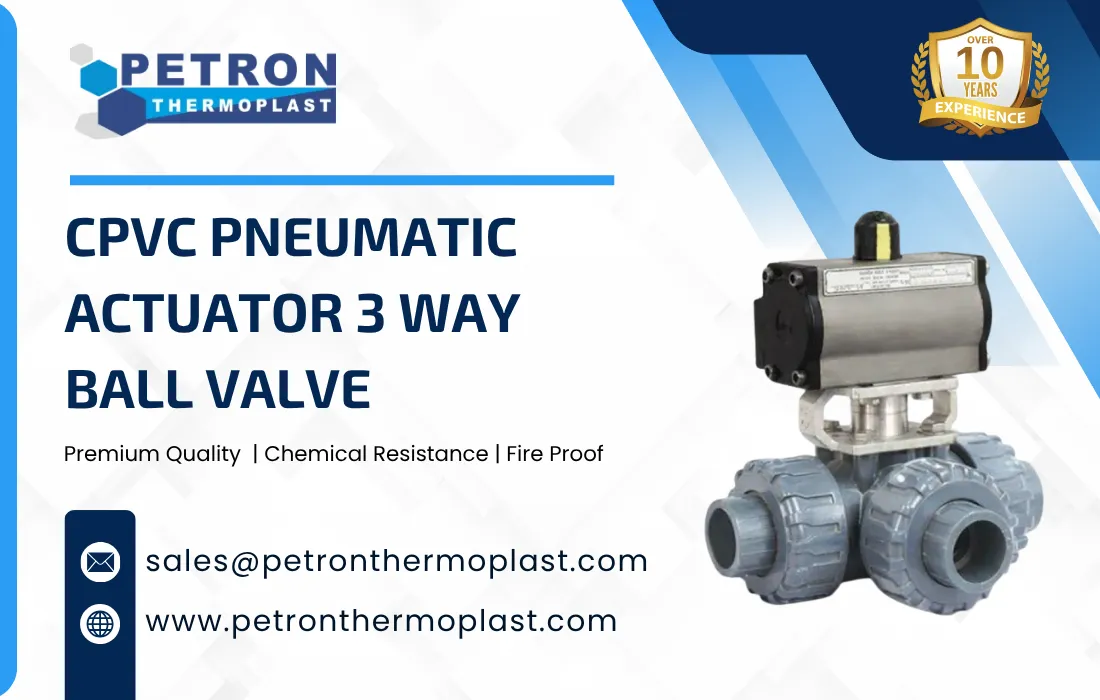 CPVC Pneumatic Actuator 3 Way Ball Valve Graphics