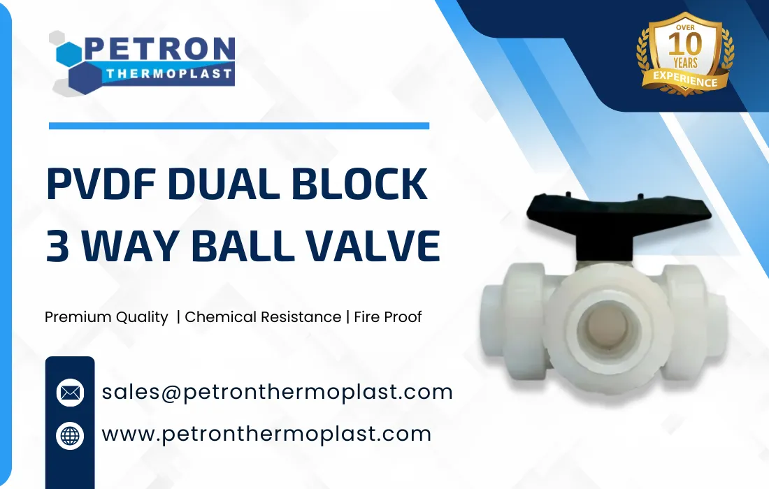 PVDF Dual Block 3 Way Ball Valve Graphics