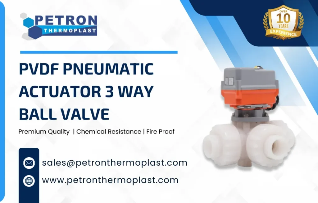 PVDF Pneumatic Actuator 3 Way Ball Valve Graphics