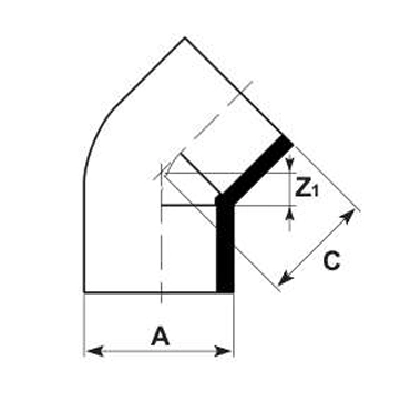 PVDF-Elbow-45-Diagram