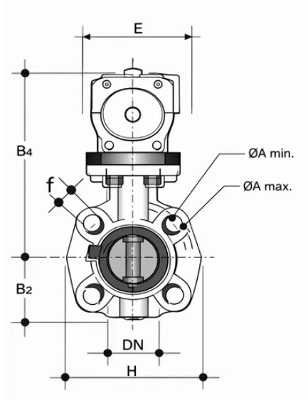 PVDF-Butterfly-Pneumatic-Actuated-Valve-Technical-Drawings