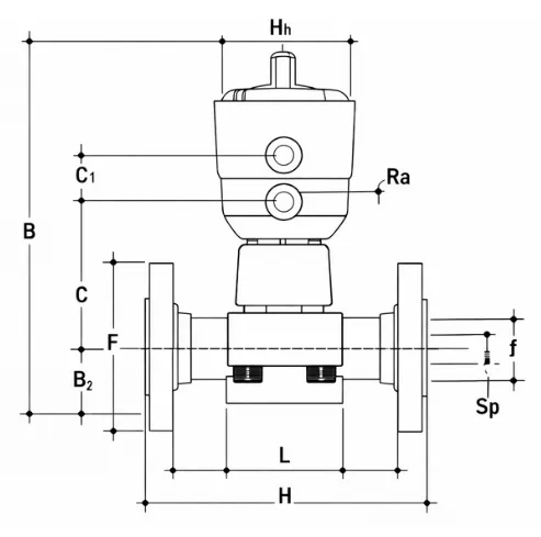 PVDF-FLANGED-DIAPHRAGM-VALVE-PNEUMATIC-Technical-Drawing (1)