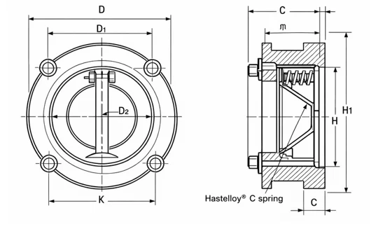 UPVC Hastelloy Spring Valve chart